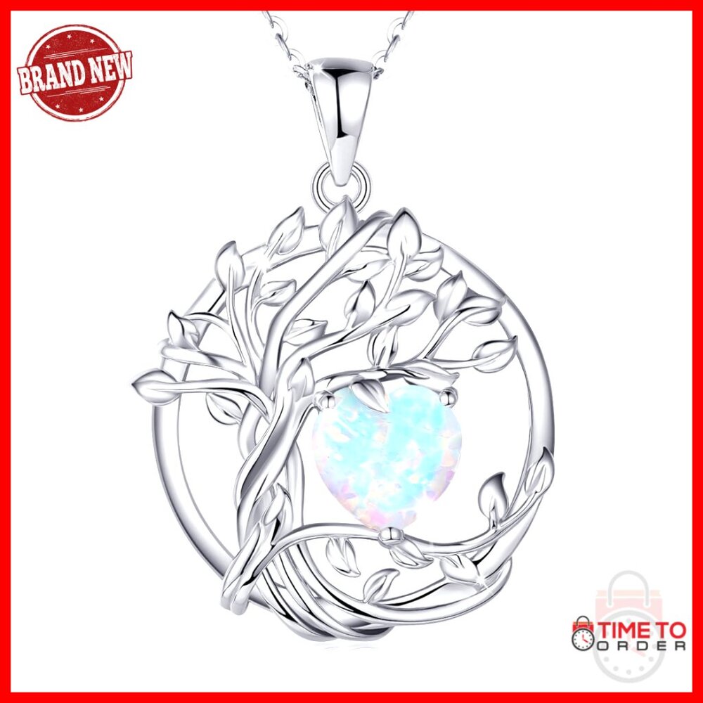 Sterling Silver Tree Of Life Birthstone Necklace Pendant Elegant Minimal Jewelry